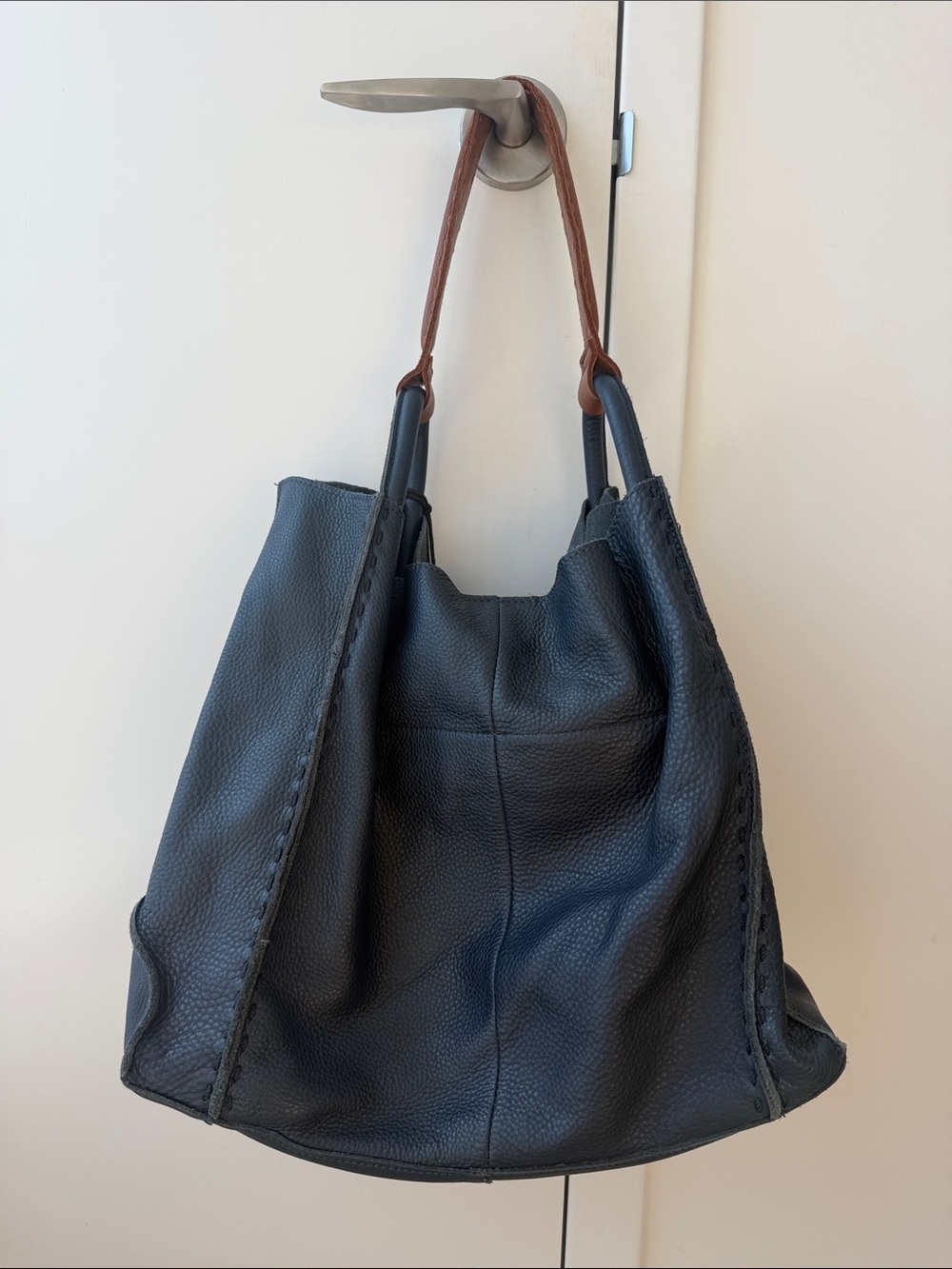The Sak Navy Leather Hobo with Tan Strap - Picture 5 of 8